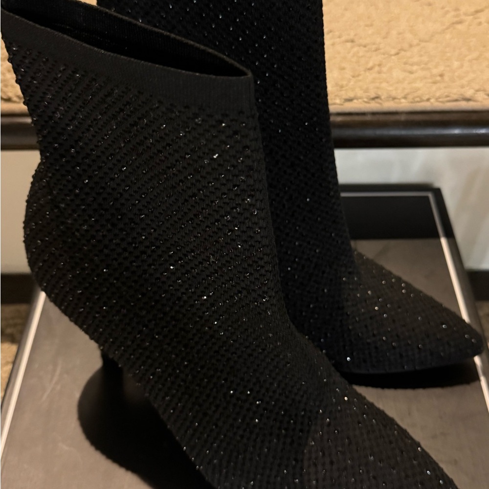 MIA Black Sparkle Heeled Booties